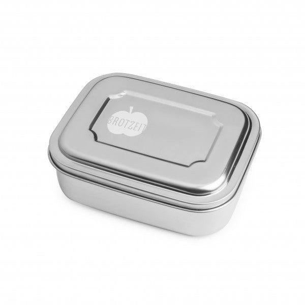 Die Brotdose Jausenbox mit Unterteilung aus Edelstahl 100% BPA frei mit der bewährten 2/3 - 1/3 Unterteilung.