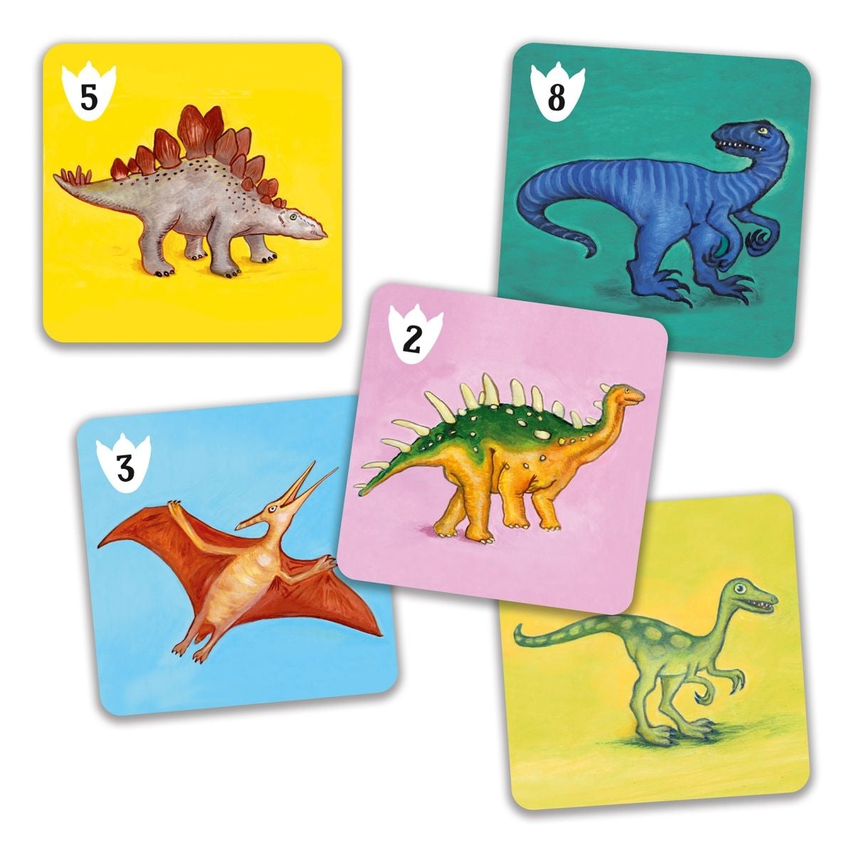 Dinosaurierattacken und Gegenangriffe ... Ein Spiel, bei dem Strategie und Gedächtnis gefragt sind. Die lustigen Dinosaurier erfreuen die ganze Familie. Beobachtung und Schnelligkeit, Taktik, Strategie, Konzentration