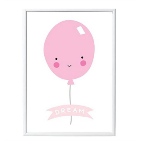 Entzückendes Poster "Dream" von a little lovely company  Der freundliche pinke Luftballon macht einfach gute Laune im Kinderzimmer 🎈