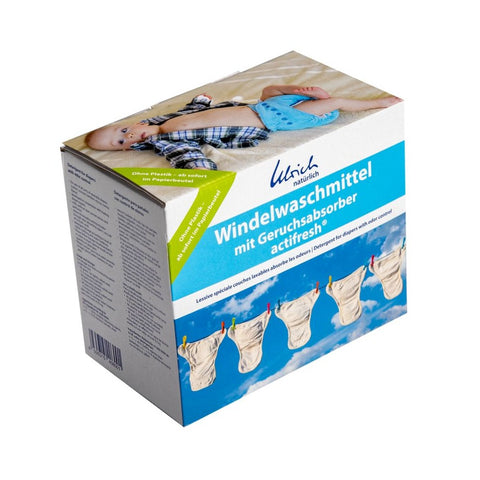 Das Windelwaschmittel mit Geruchsabsorber actifresh von der Firma Ulrich natürlich ist ein universell einsetzbares Waschmittel für Hand- und Maschinenwäsche bei Temperaturen von 30°C - 95°C, unabhängig von der Wasserhärte.  Gut zu wissen: - kein Einsatz von Farb-, Duft- und Konservierungsstoffen - biologische Abbaubarkeit - Eignung für Allergiker und Menschen mit empfindlicher Haut - Herstellung aus hochwertigen, nachwachsenden Rohstoffen - vegan  Verpackung: 2 kg Pulver in der Kartonbox