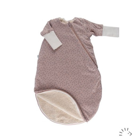 Schlafsack mit Zippärmel Style Vario beige leaves | popolini