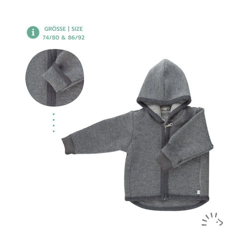 Die Jacke aus zertifiziertem Wollwalk ist ideal für die Winterzeit.anthrazit