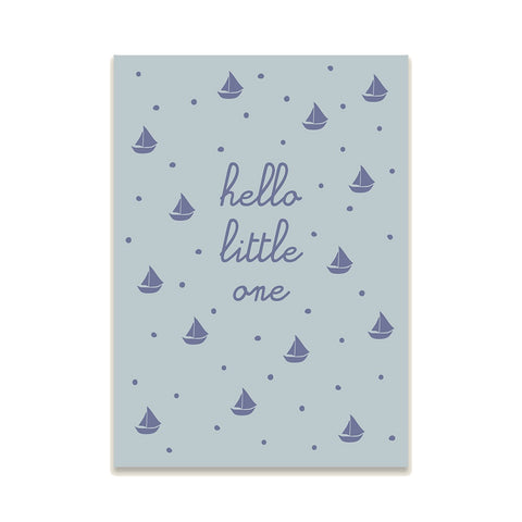 Postkarte graublau mit Relief "Hello little one" | ava & yves