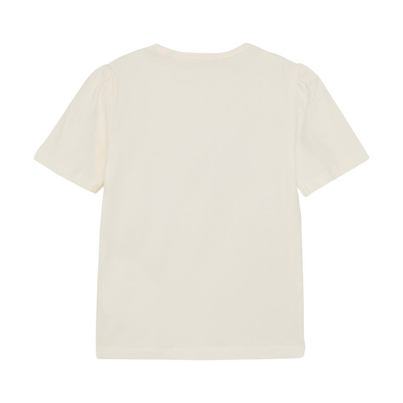 T-Shirt mit Aufdruck und Pailletten | Marshmallow White | Minymo