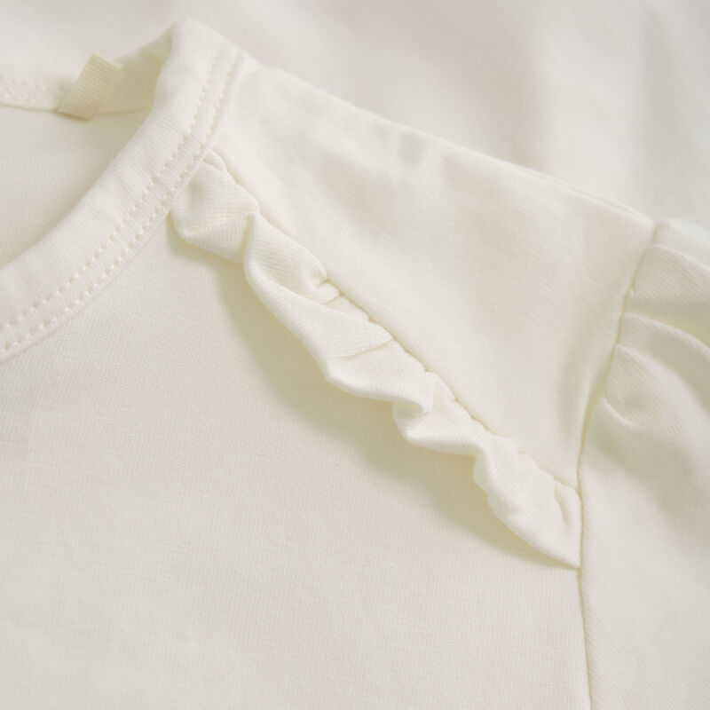T-Shirt mit Aufdruck und Pailletten | Marshmallow White | Minymo