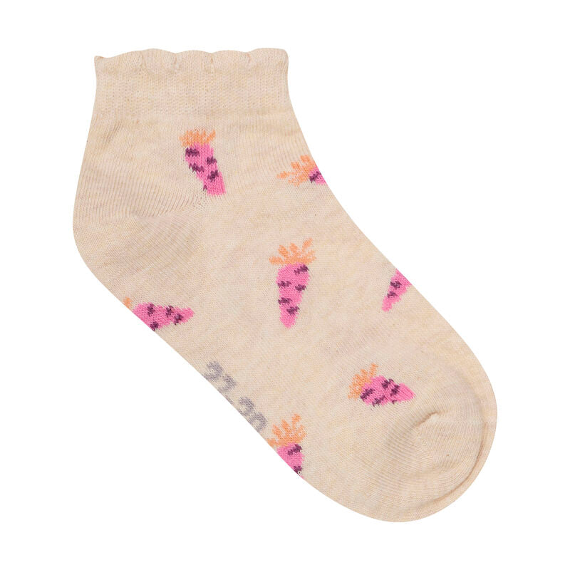 Sneaker Socken von Minymo in beige mit pink-orangenen Karotten