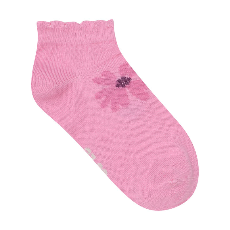 Sneaker Socken von Minymo in pink mit Blumen-Aufdruck