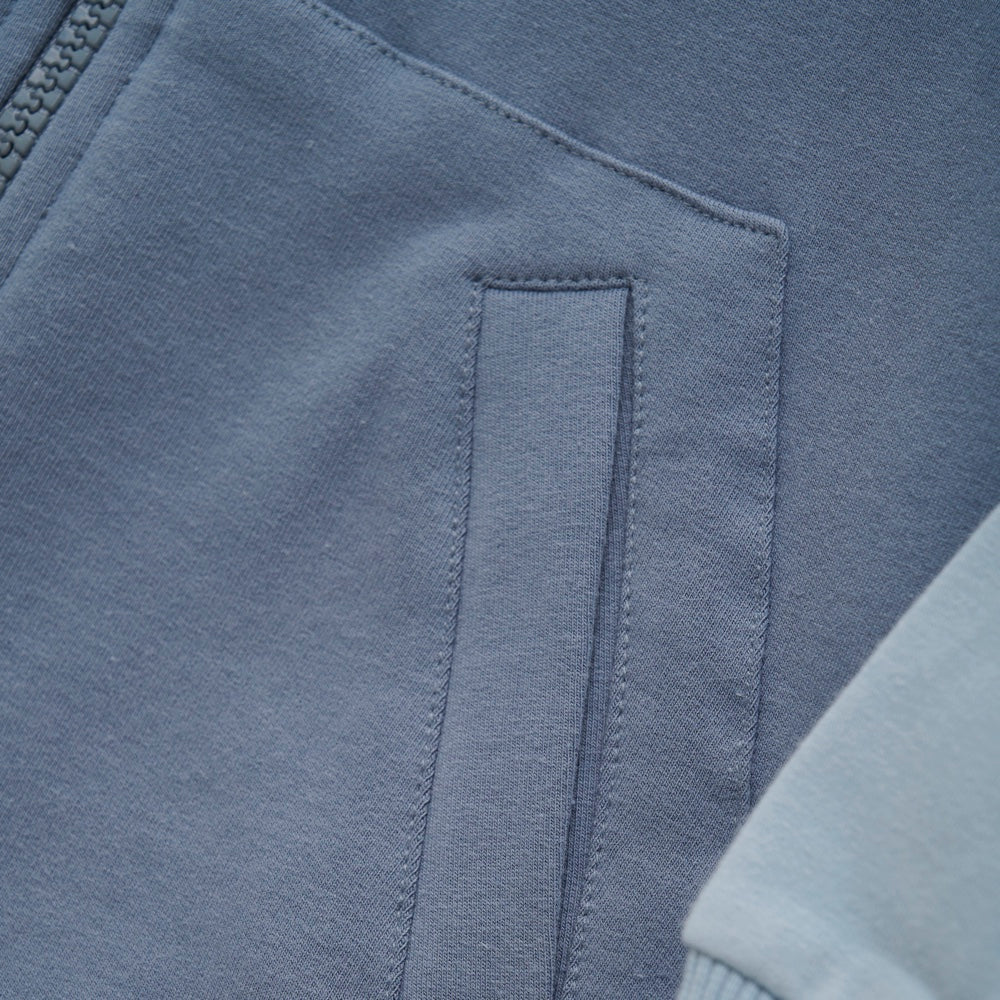 Hoody mir Reissverschluss blau/braun Detail