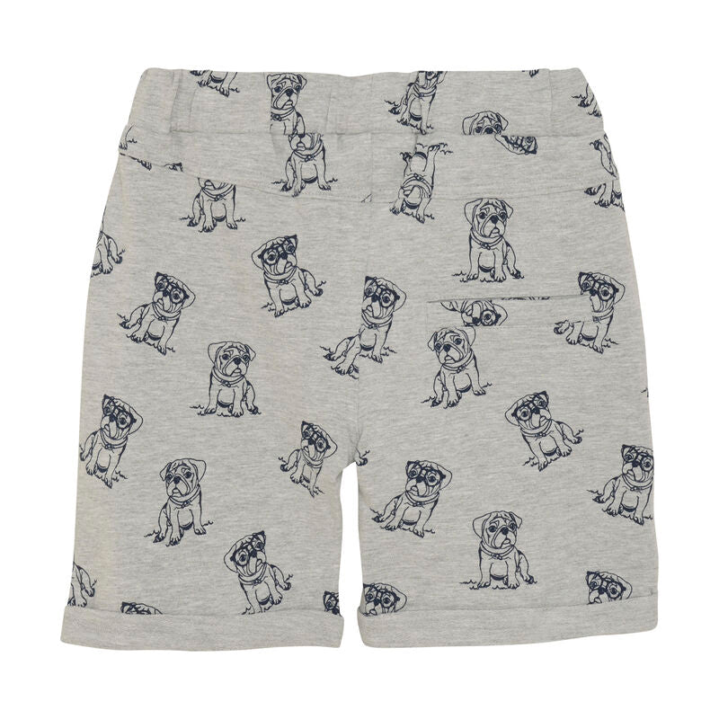 Shorts sweat in grau von Minymo mit Mops-Allover-Print, Rückseite
