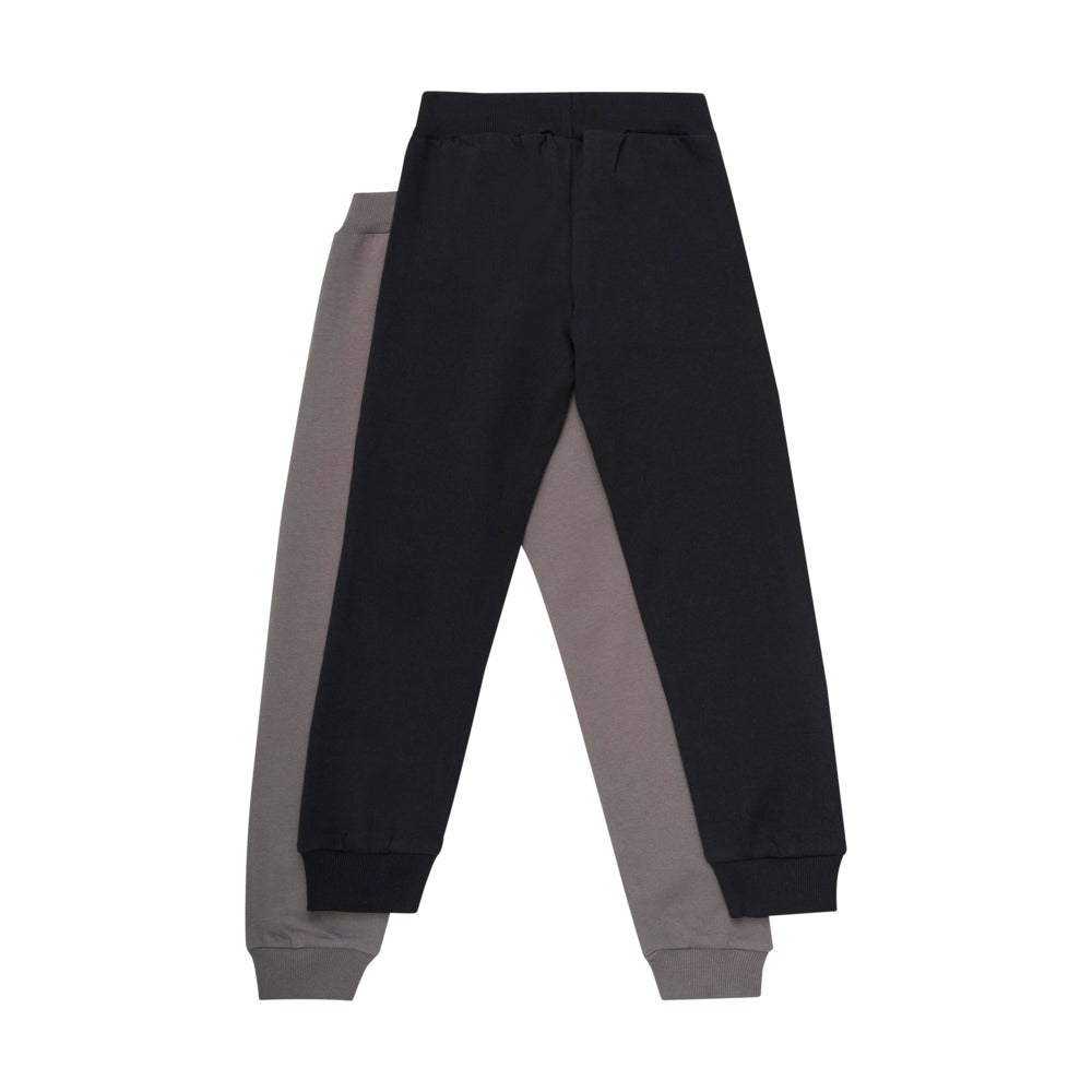 Rückseite: Jogginghose 2-pack von Minymo, in grau und schwarz, mit Bund an Taille und Füßen