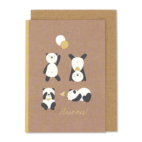 Klappkarte mit Umschlag, Motiv Hurra Pandas farbe braun