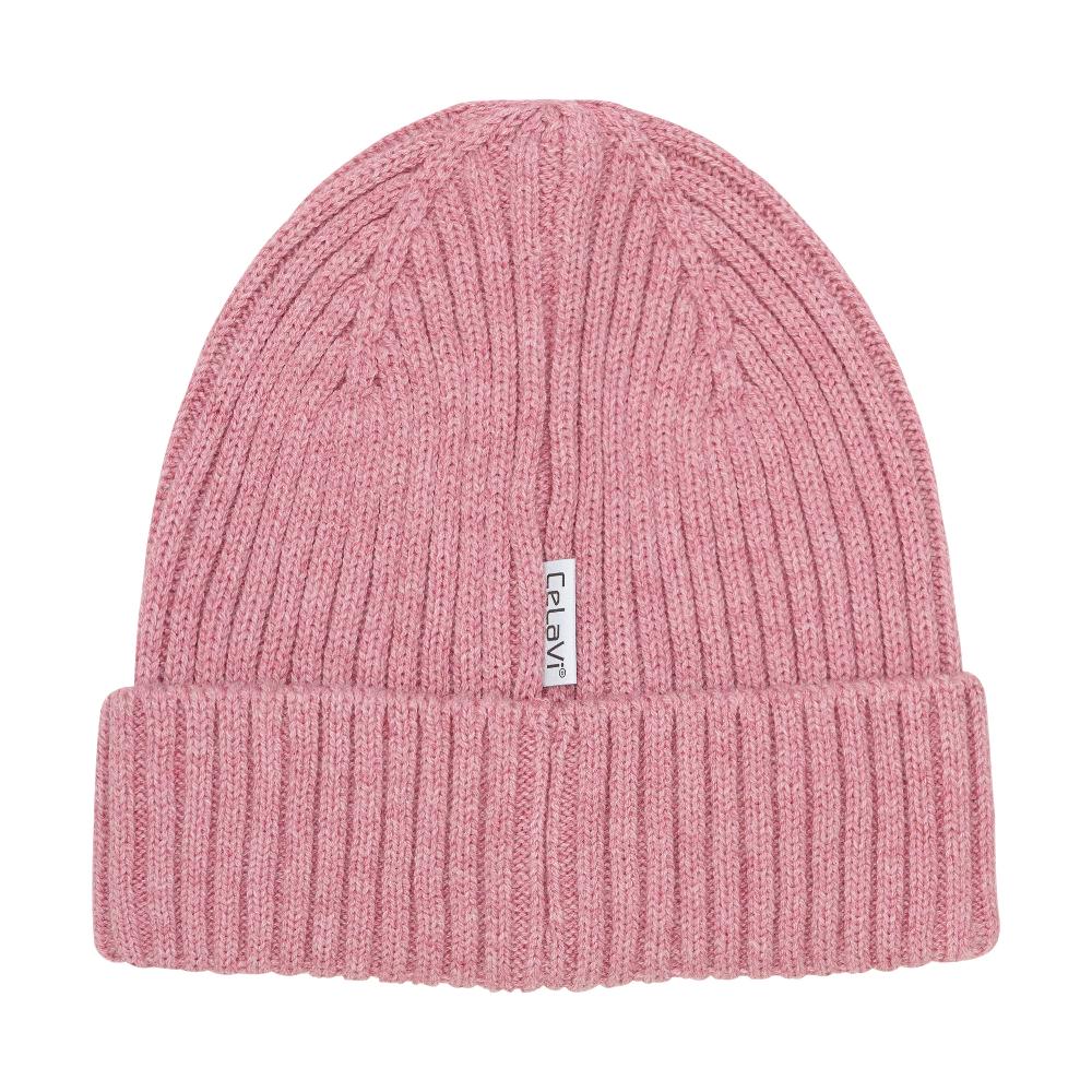 Einfarbige Strickmütze von CeLaVi. Hergestellt aus 50 % Wolle – 50 % Baumwolle. Dehnbares Material für eine gute Passform.