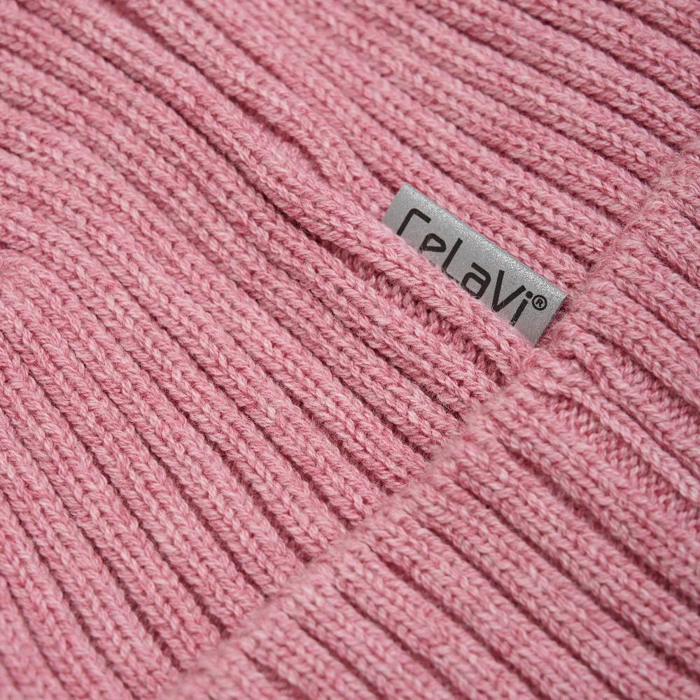 Einfarbige Strickmütze von CeLaVi. Hergestellt aus 50 % Wolle – 50 % Baumwolle. Dehnbares Material für eine gute Passform.