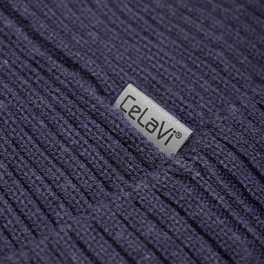 Einfarbige Strickmütze von CeLaVi. Hergestellt aus 50 % Wolle – 50 % Baumwolle. Dehnbares Material für eine gute Passform.