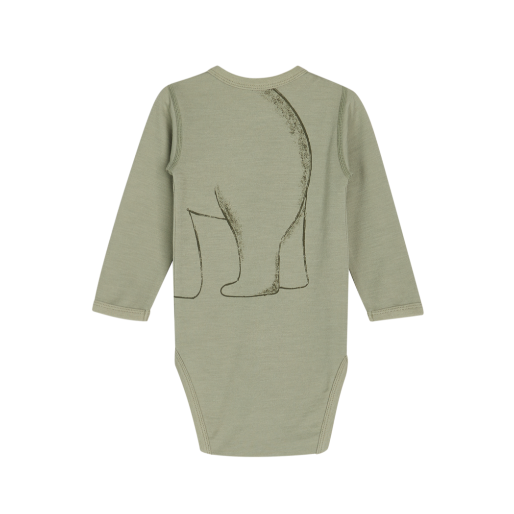 Der Body ist aus weicher Wolle-/Bambusmischung. Ideal für den Zwiebellook. Ein Eisbär und ein kleiner Hase. Ein tolles Babygeschenk.seagrass
