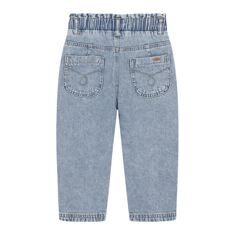 Jeans Jamille von Hust und Claire      Die Jeans hat ein breites, gerafftes Bündchen und ist weit geschnitten. Sie hat 2 Eingriffstaschen vorne und hinten, freigestellt, Rückseite