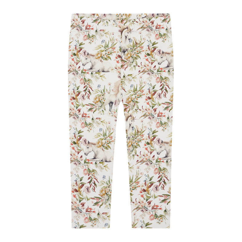 Leggings Lisa Einhorn von Hust und Claire, aufgedruckte Einhörner und Blumen, Rückseite