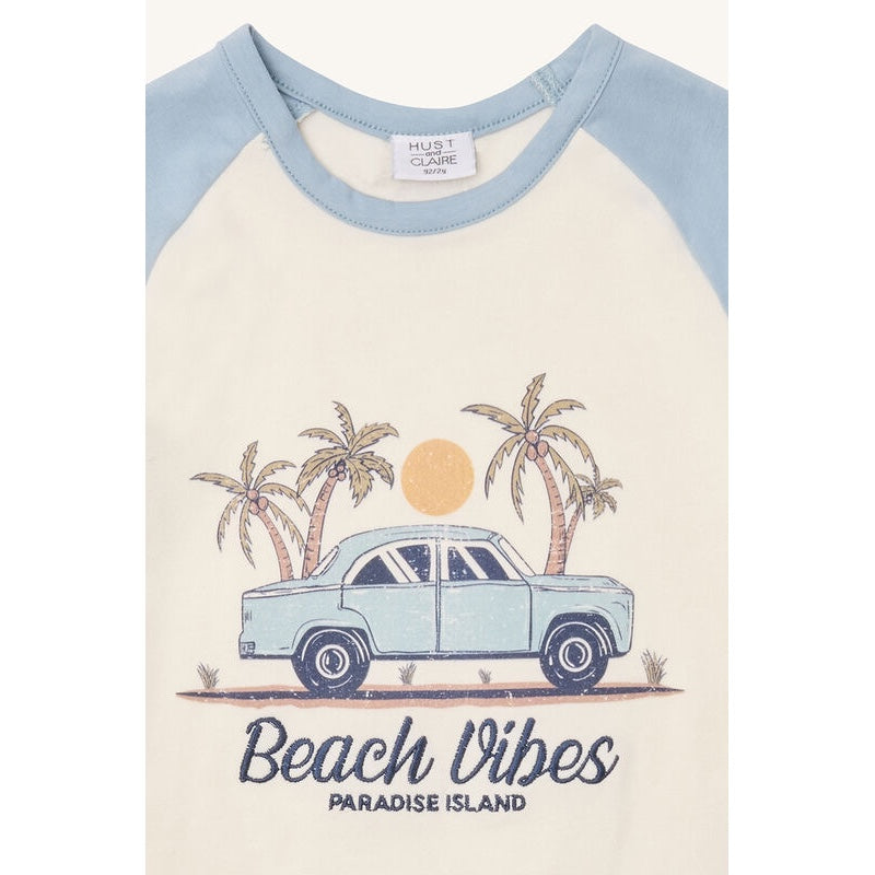 Detailansicht Kinder-T-Shirt: Strand-Print und weicher Stoff