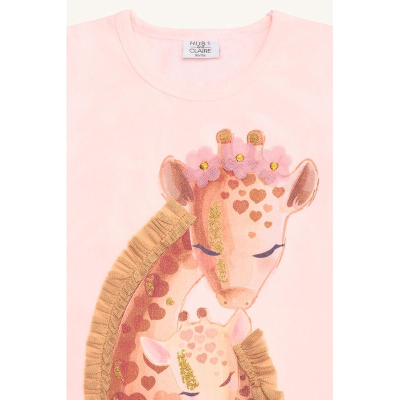 Detailansicht Kinder-T-Shirt: Giraffen-Motiv mit Tüll und Glitzer