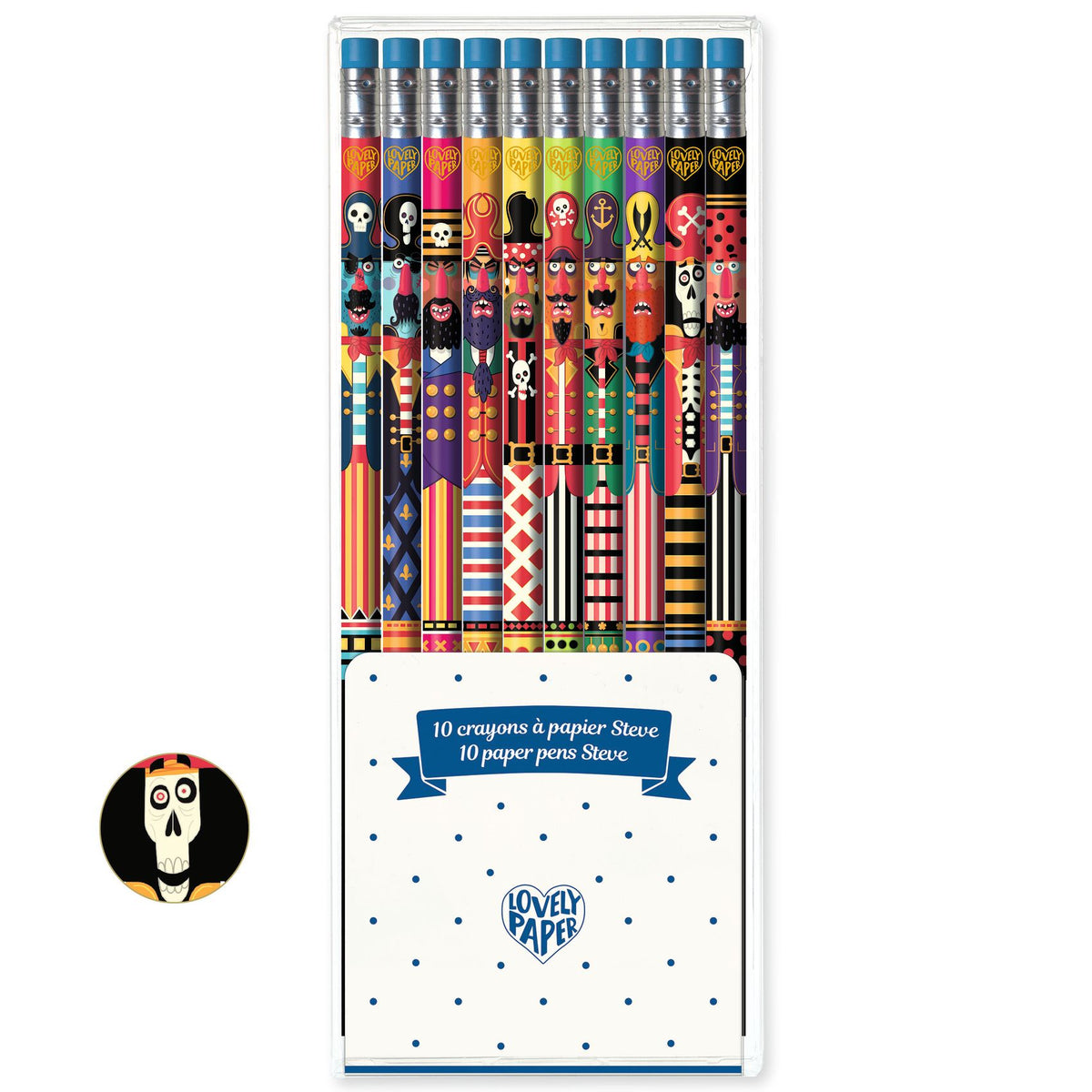 DJECO Bleistiftset Lucille mit 10 hübsch illustrierten Bleistiften mit Radiergummi. Perfekt für kreative Projekte. Ideal zum Schreiben und Zeichnen.