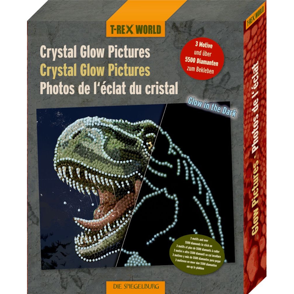 Mit diesem Kreativ-Set aus der Serie "T-Rex World" bringst du aufregende Dinosaurier-Porträts mit nachtleuchtenden Steinen zum Leuchten! 