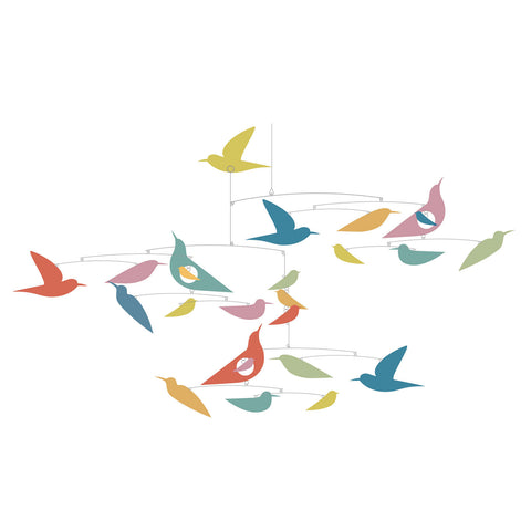 Bunte Vögel - Mobile aus Papier von Djeco Großes und sehr leichtes Mobile mit fliegenden bunten Vögeln. 
