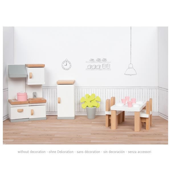 Moderne Puppenmöbel für die Puppenhaus-Küche – Stilvoll und hochwertig

Diese stylischen Puppenmöbel bringen modernes Design in die Puppenhaus-Küche! Mit 20 liebevoll gestalteten Teilen aus hochwertigem Holz passt das Set perfekt zu allen goki Puppenhäusern und sorgt für realistischen Spielspaß.

Warum Puppenmöbel so wichtig sind
Mit Puppenmöbeln können Kinder ihre Fantasie entfalten, alltägliche Situationen nachspielen und Rollenspiele gestalten, die soziale Fähigkeiten und Kreativität fördern. Die moderne