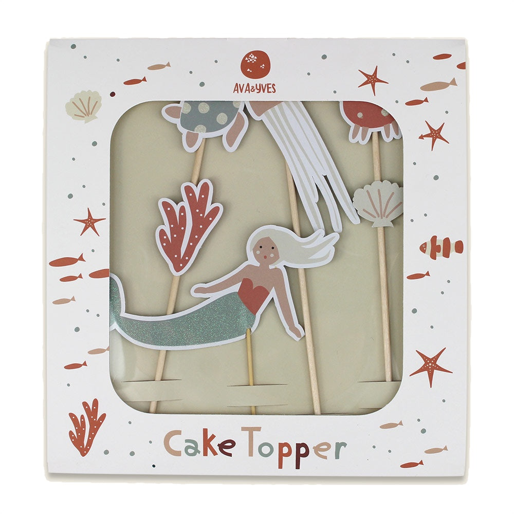 Cake Topper mit Glitzer Meerjungfrau (Under the Sea) – Happy Birthday | ava&yves