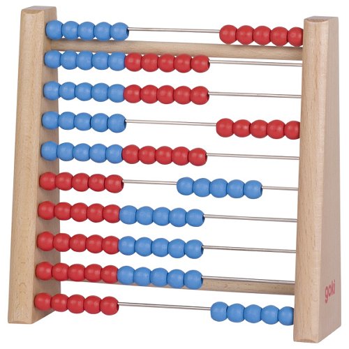 Abakus mit 2 Farben. Der Rechenmeister! So wollen es die Pädagogen. 100 Perlen, zwei klar abgrenzbare Farben, Massivholzrahmen, Metallstangen. Zweckmäßig, stabil und sachlich.
