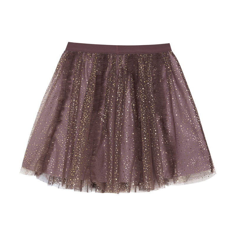 Wunderschöner Tüllrock von creamie mit viel Weite und goldenen Punkten. Farbe: sea fog (magenta), Rückseite
