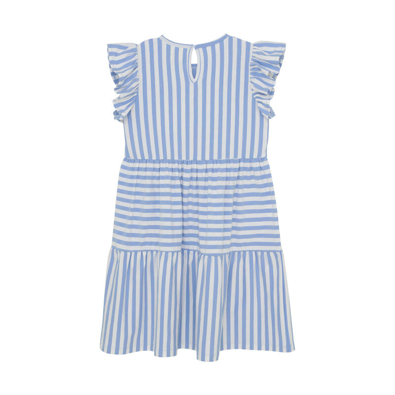 Gestreiftes Sommerkleid, GOTS zertifiziert, blau und weiß, Rückseite