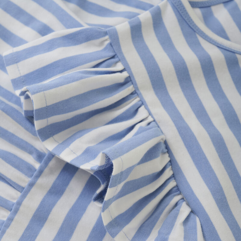 Gestreiftes Sommerkleid, GOTS zertifiziert, blau und weiß, Nahaufnahme