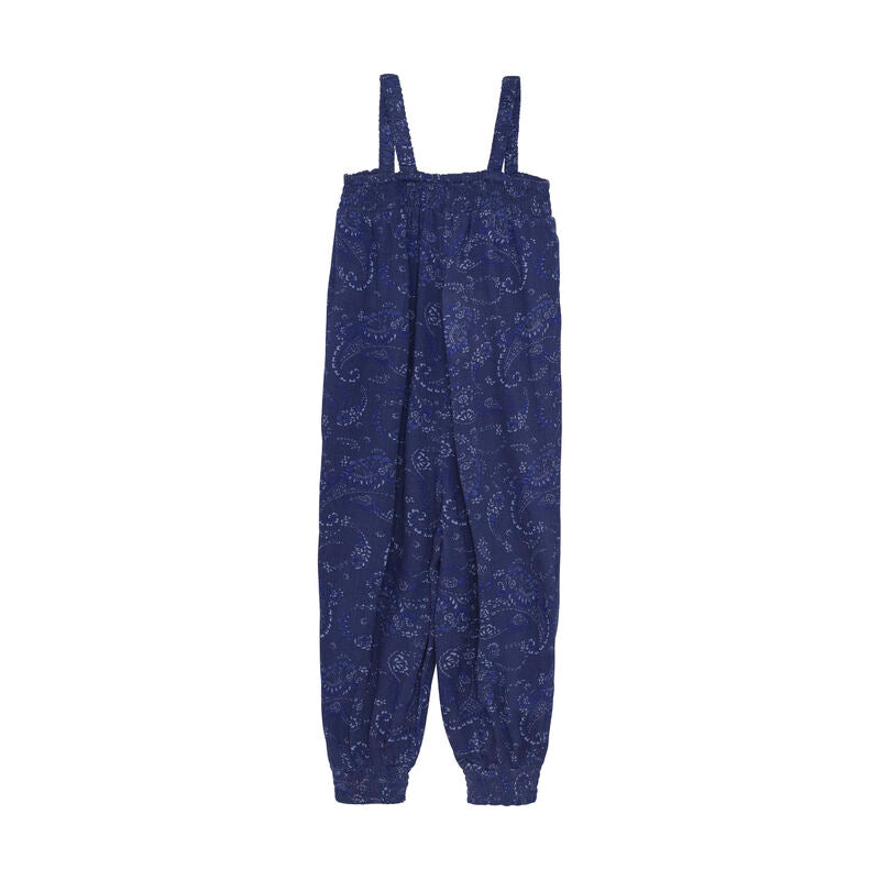 Bequemer Jumpsuit aus Kreppstoff mit zartem Allover-Muster, ideal für warme Tage und vielseitige Anlässe. Paisley-Muster, Rückseite