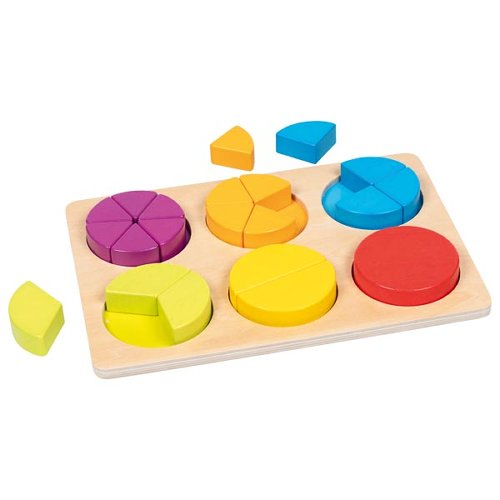 Holzspiel zum Bruchrechnen lernen, mit Farben, 