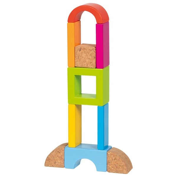 Bausteinkasten Kunterbunt aus Holz und Kork von Goki