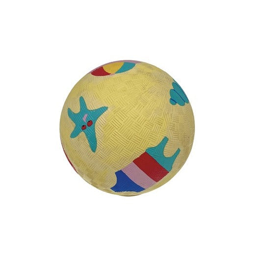 kleiner Naturkautschukball gelb Sand Strand Motiv