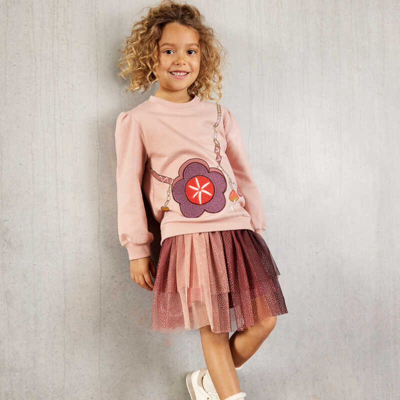 Rock Mit Glitzer + Pullover mit Tasche