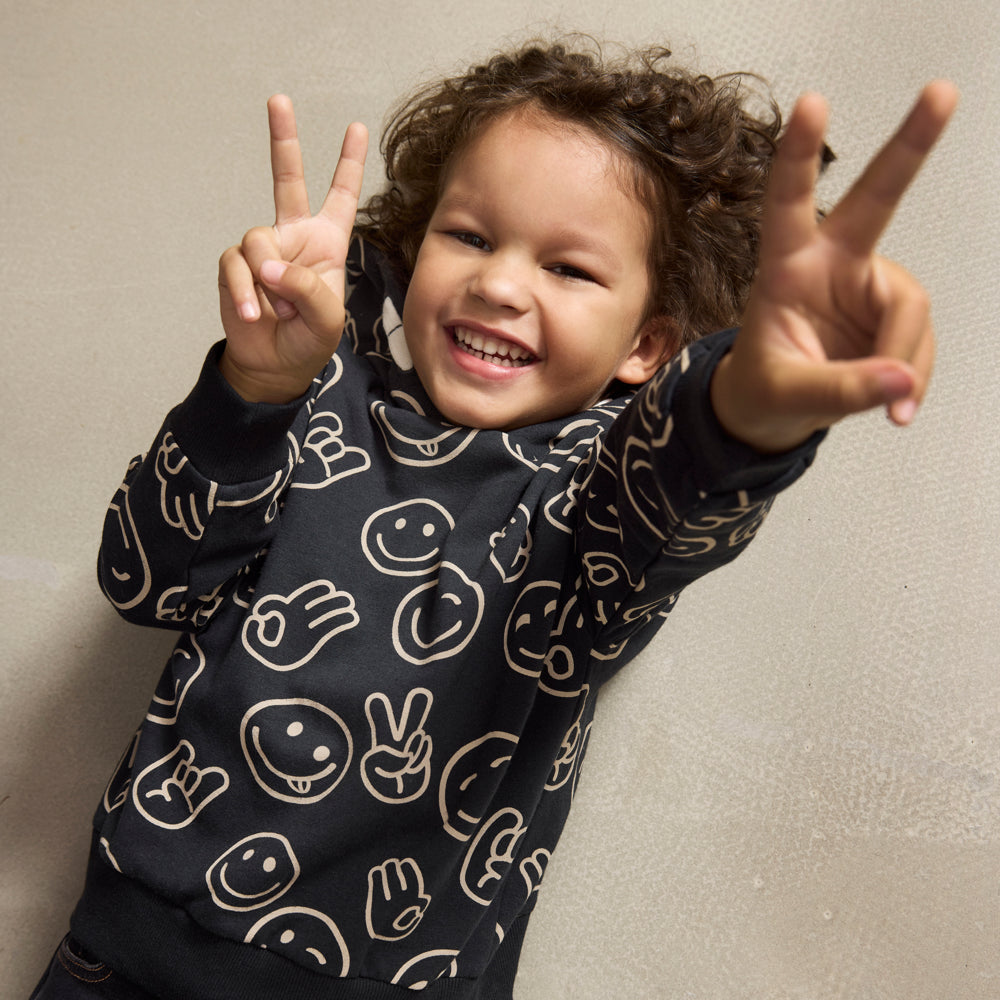 Hoodie GOTS mit Smileys | Tap Shoe | Minymo