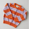 Strickcardigan in Orange und Flieder gestreift