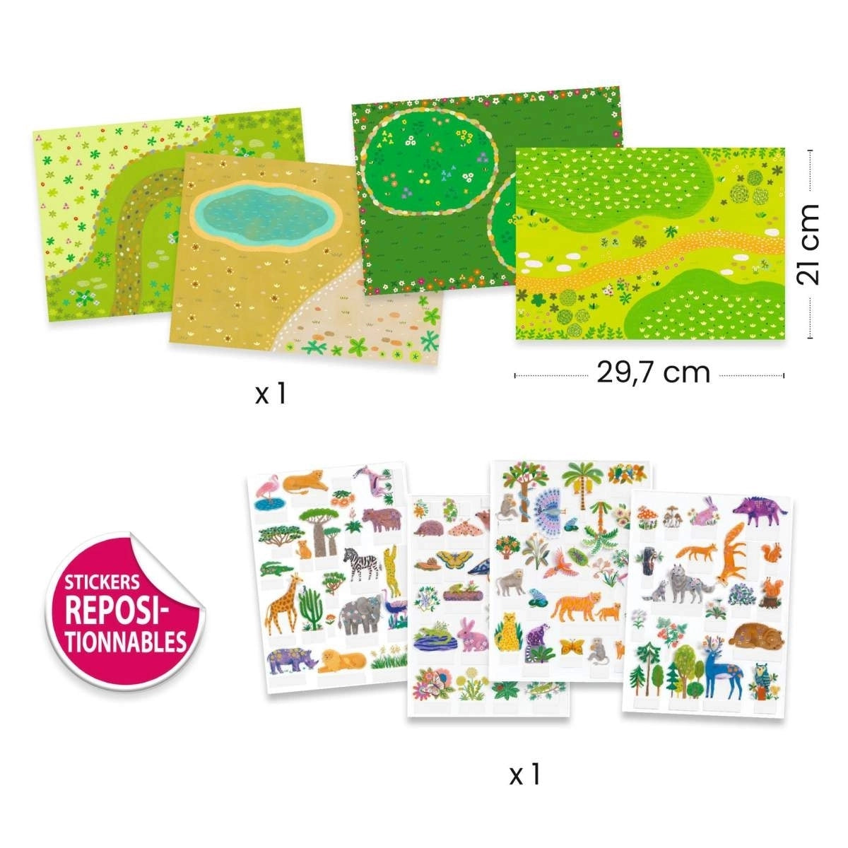 viele landschaften, safarilandschaft 80 aufstellbare sticker