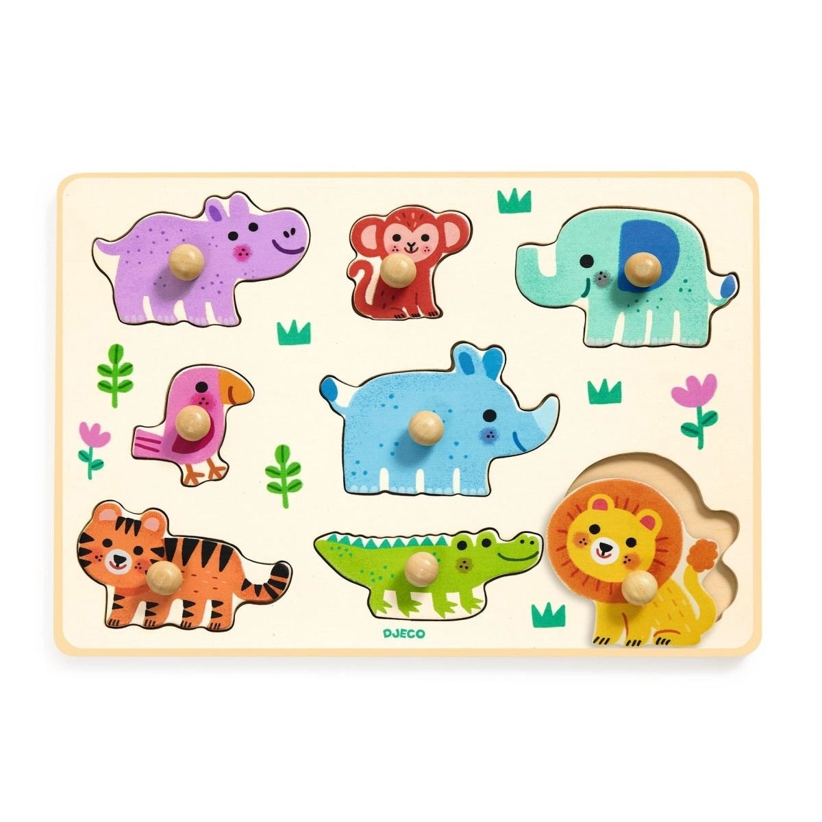 Holzpuzzle große Knöpfe Hippo'n Co | Djeco