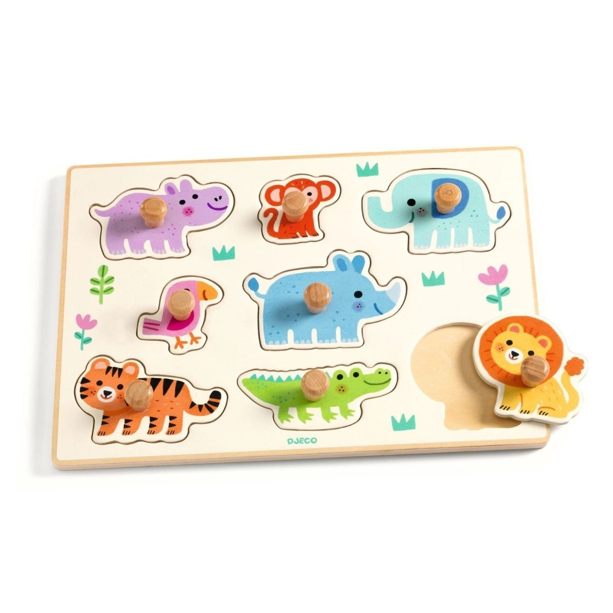 Holzpuzzle große Knöpfe Hippo'n Co | Djeco