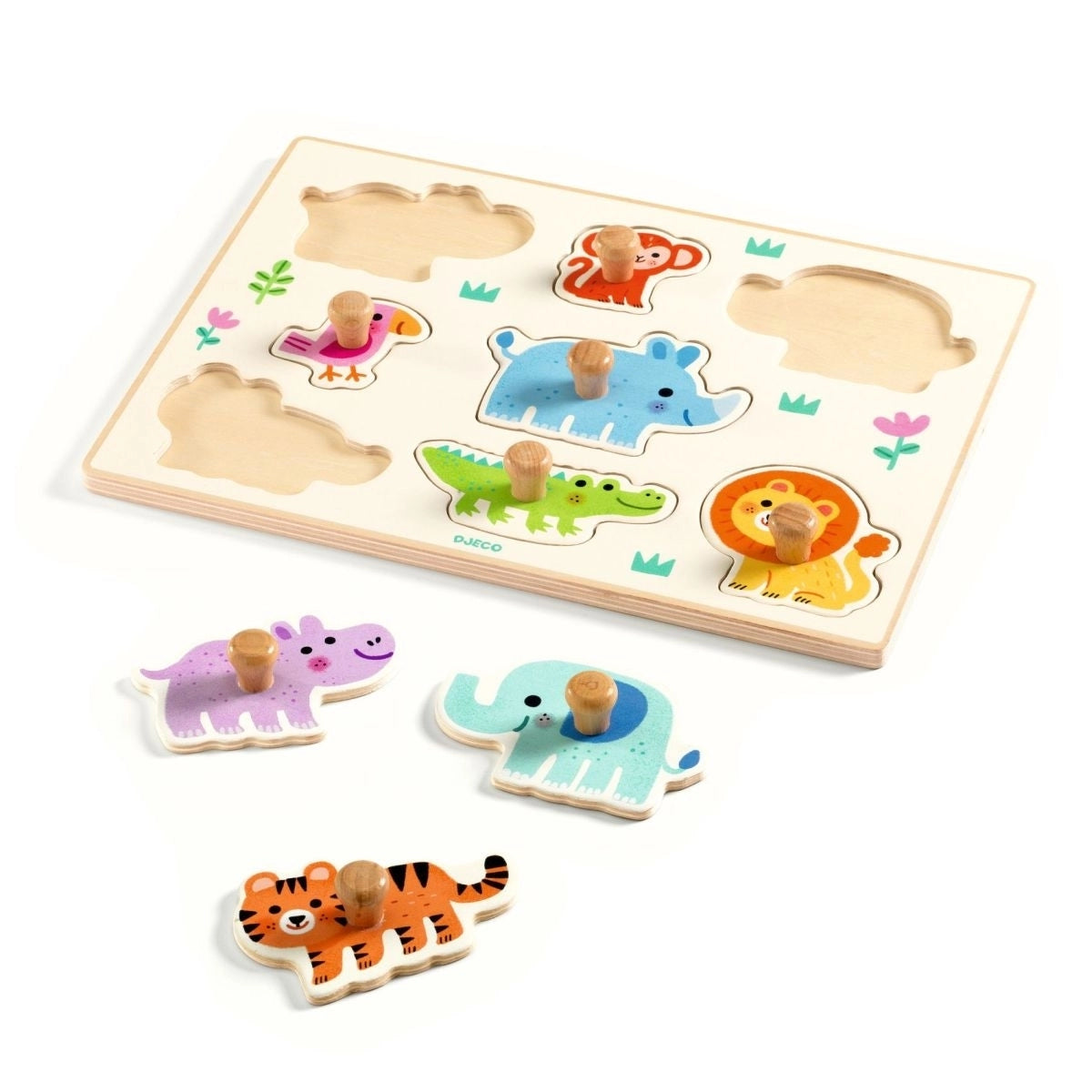 Holzpuzzle große Knöpfe Hippo'n Co | Djeco