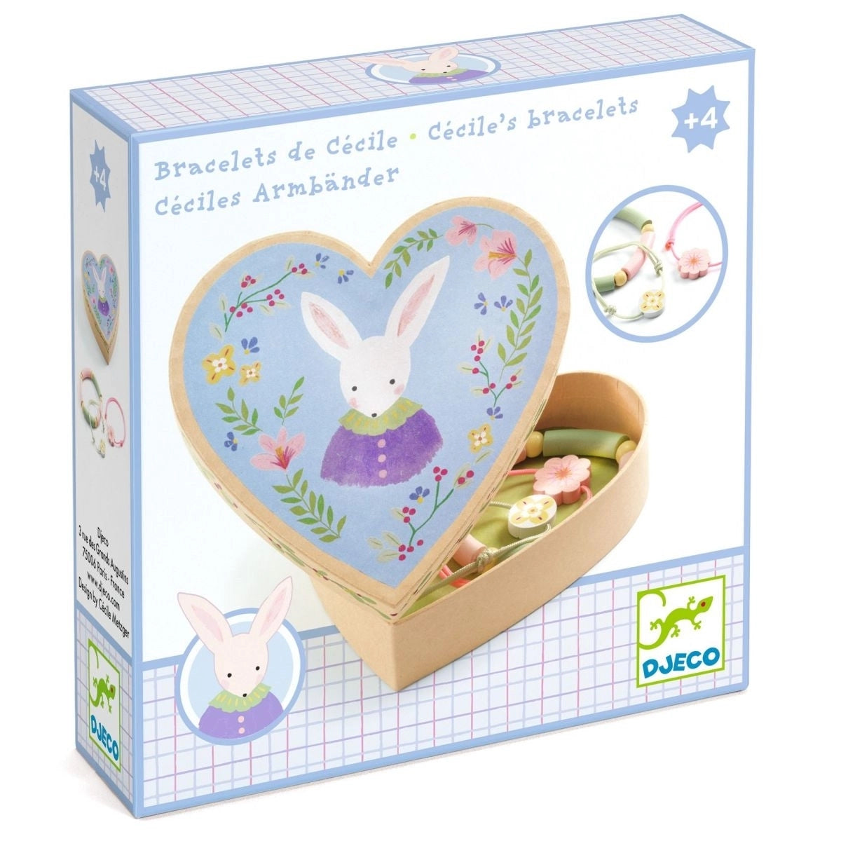 Armbänder Cécile in Herzdose mit Hase | Djeco