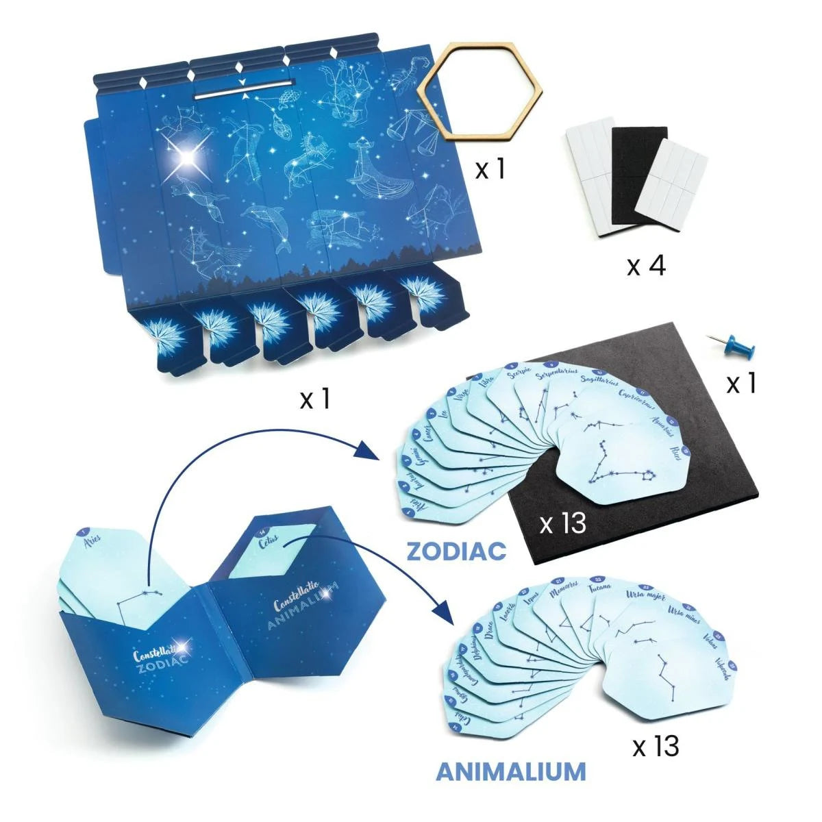 Das DIY Bastelset Sternbilder von Djeco ist das ideale Kreativset für Kinder ab 7 Jahren, die sich für Astronomie und Basteln begeistern.