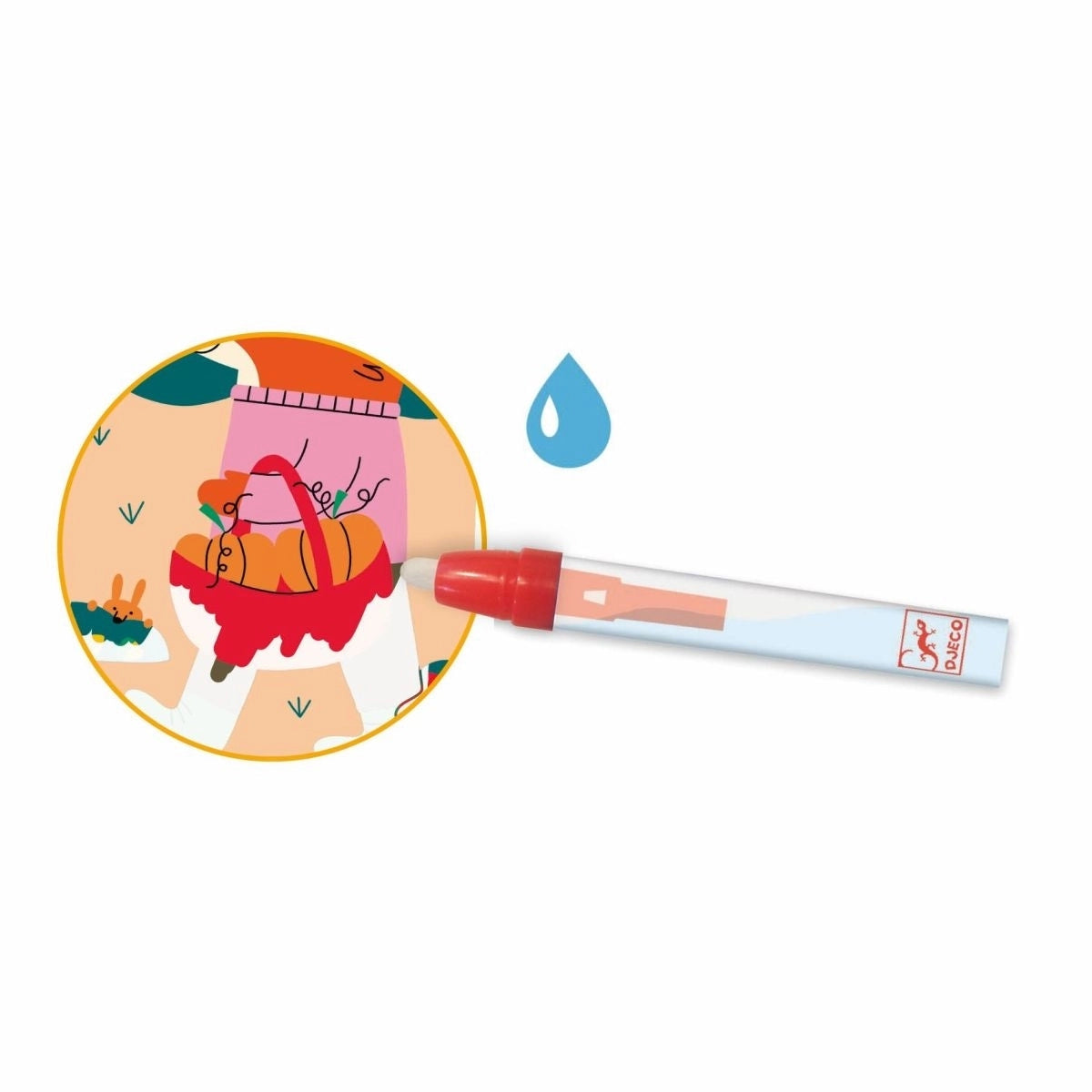 Mit diesem Wassermalset entdecken kleine Künstler*innen ab 18 Monaten spielerisch Farben und Formen! Einfach den Wasserstift mit Wasser füllen und über die weißen Flächen malen – schon erscheinen wie von Zauberhand versteckte Motive in leuchtenden Farben. Sobald die Bögen trocknen, verschwinden die Bilder und der Spaß beginnt von vorne!