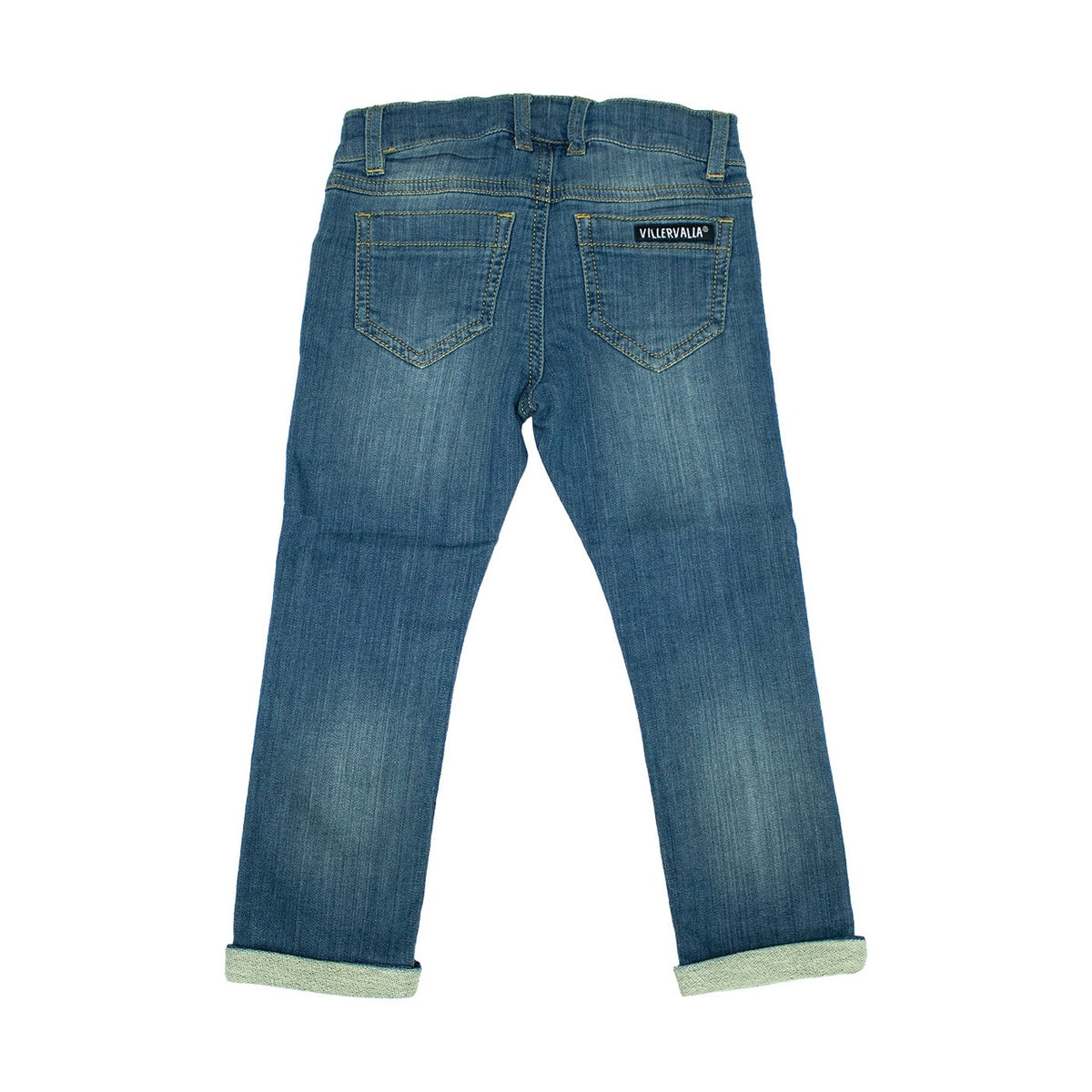 Schmal geschnittene Jeanshose aus weichem und bequemem Sweat-Denim. Verstellbarer Gummizug in der Taille und Falten am Beinende.