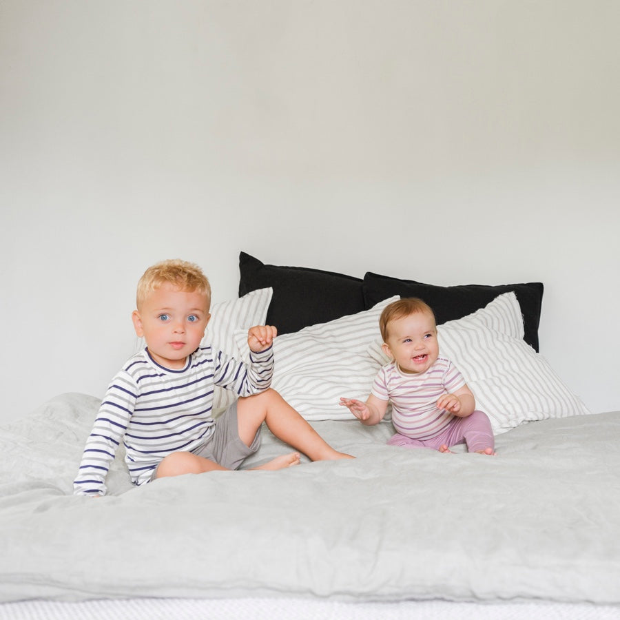Body Buller kurzarm Bambus gestreift | Heather | Hust & Claire