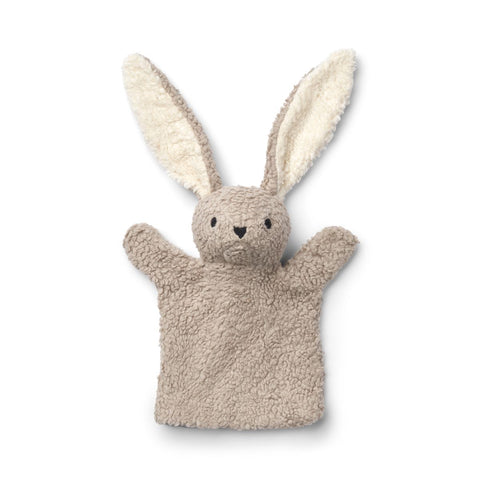 Handpuppe aus weichem Plüschstoff Für anregendes Rollenspiel.Hase grau