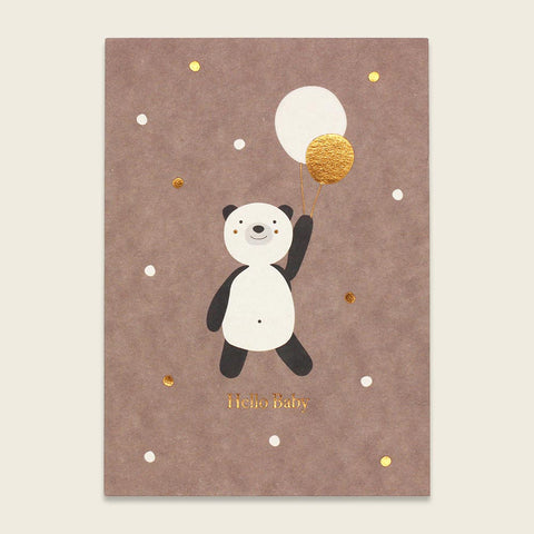 Postkarte Panda mit Schriftzug Hello Baby